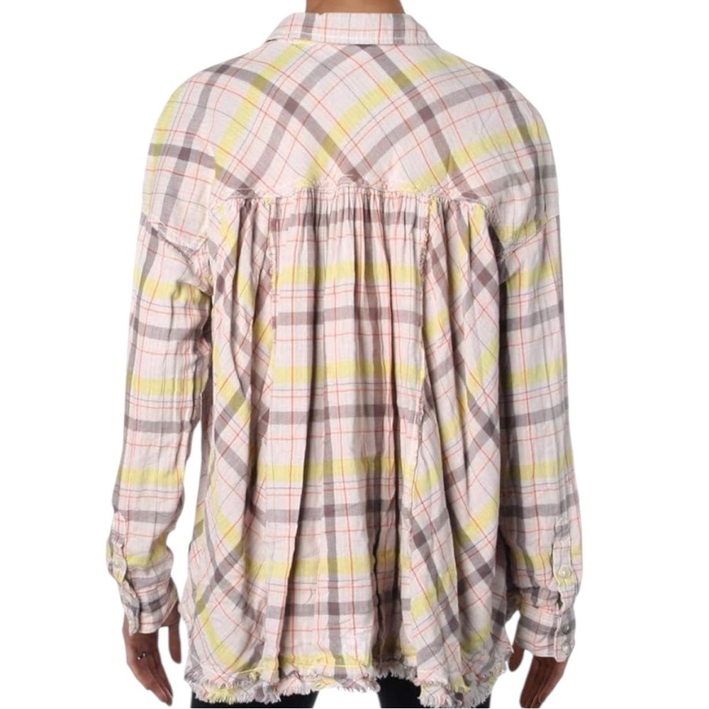 We the Free Oversized Pink Plaid Seeking Starlight Shirt Shacket SZ M - Picture 3 of 12
